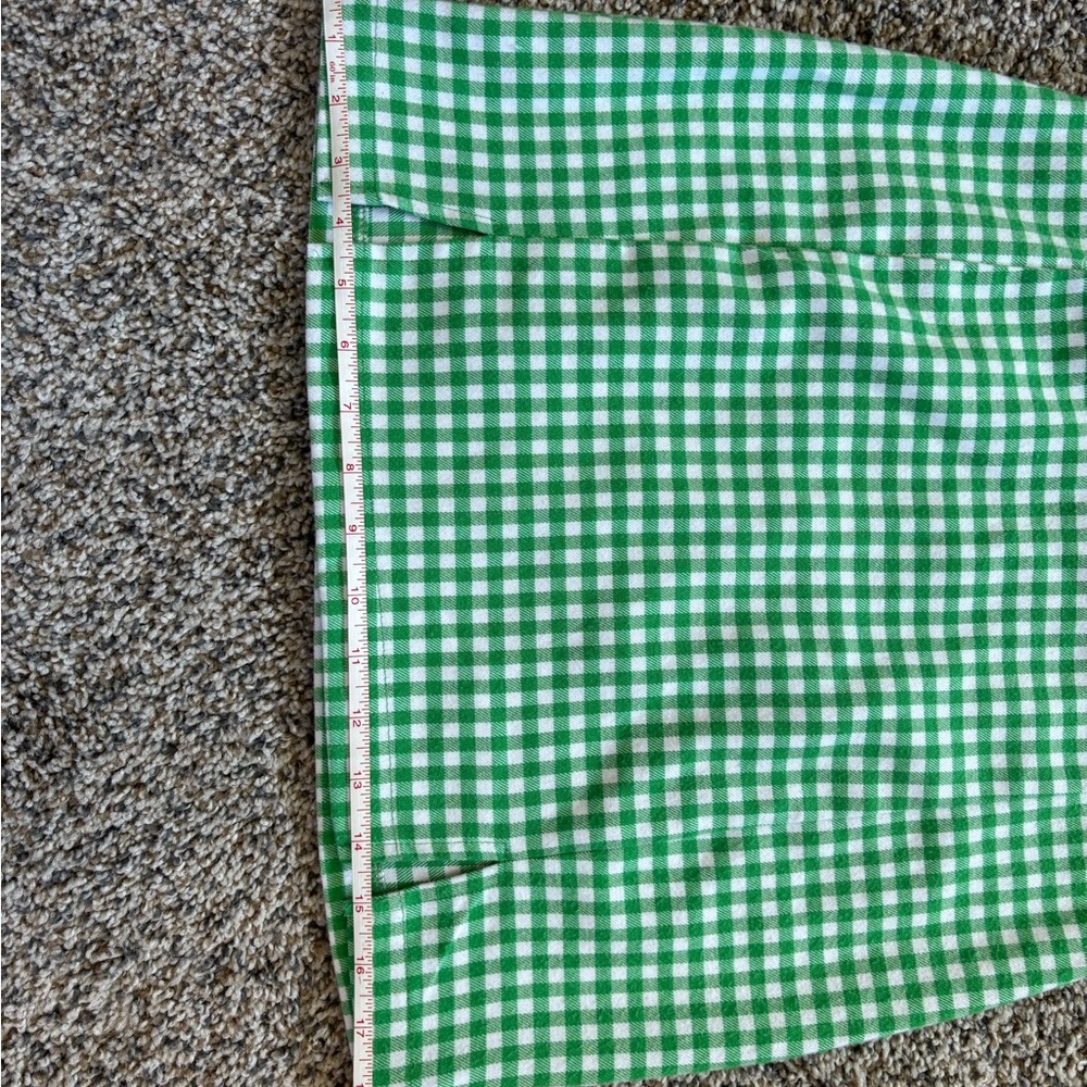 Love on a Hangar Green & White Checkered Mini Pencil Skirt Size 5 Pleats Slits - Picture 7 of 12